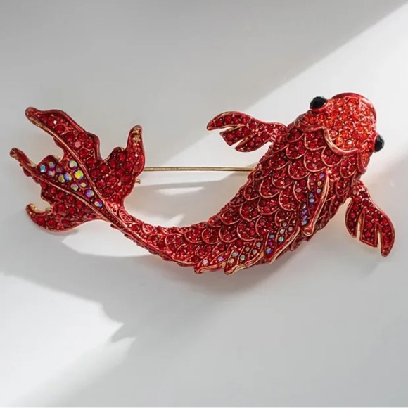 Betsey Johnson Red Crystal Carp Fish Brooch - Picture 14 of 15